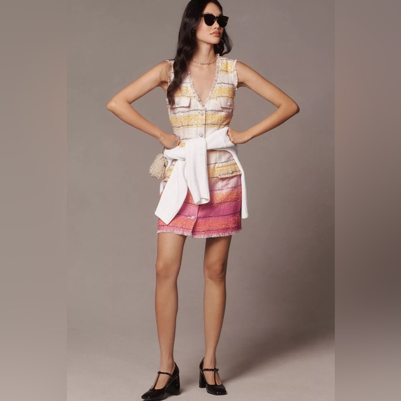 Anthropologie Maeve Sleeveless Tweed Mini Dress - Picture 4 of 15